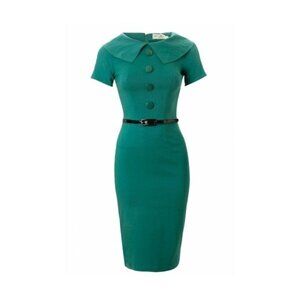 Mad Men-style Bettie Page pencil dress in Jade